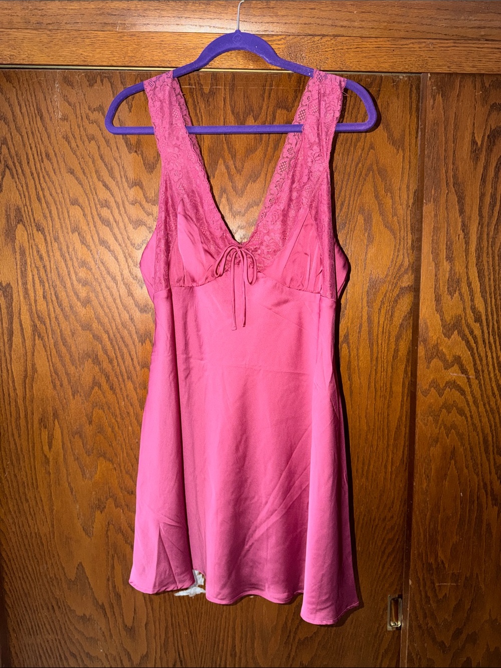 Francesca's Collections Hot Pink Lace-Trim Chemise